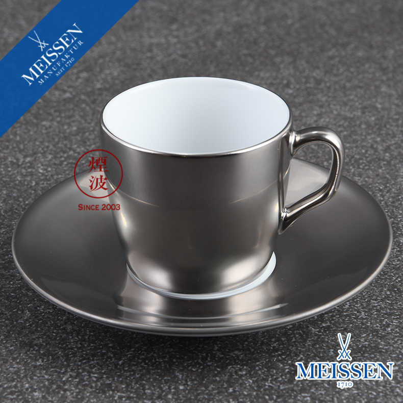 German mason MEISSEN porcelain Cosmopolitan 18 k platinum grid espresso cups