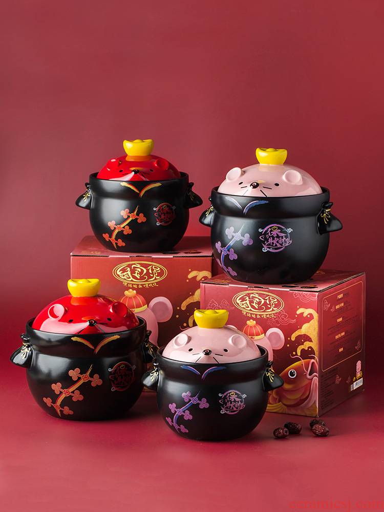 Casserole can open household gas express it in pink Korean cartoon mouse ceramic Casserole stew pot soup pot size