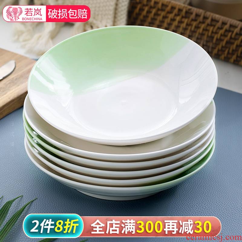 Japanese small and pure and fresh dish dish dish square plate combination suit household contracted circular plate ceramics microwave dinner plate
