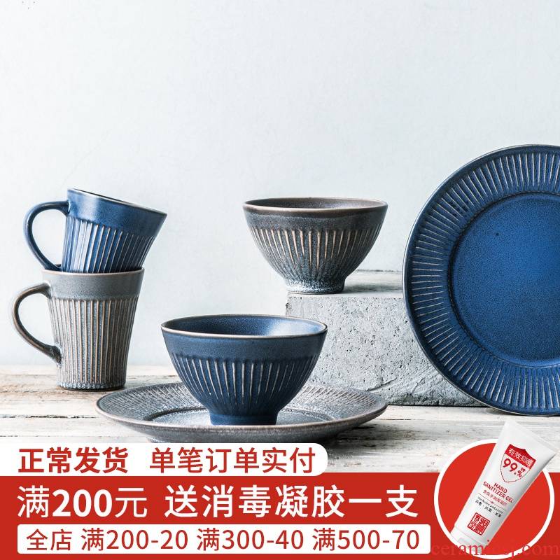 Jian Lin, north Europe type restoring ancient ways of creative household tableware ceramic dish bowl dish beefsteak breakfast dish ink stone