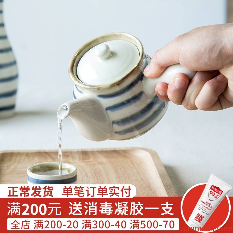 Jian Lin creative Japanese ancient hand - made kung fu tea pot with handles catch pot of ceramic tea juice sauce pot pot