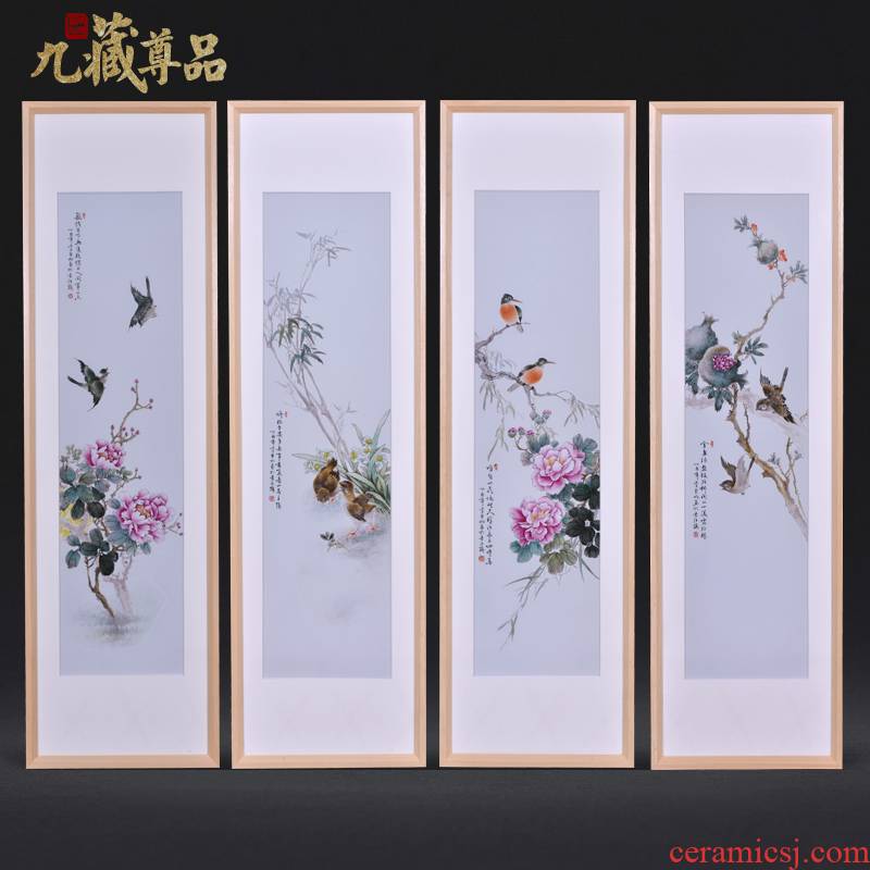 Jingdezhen ceramics dong - Ming li hand - made painting of flowers and four screen porcelain plate painting the sitting room adornment household furnishing articles