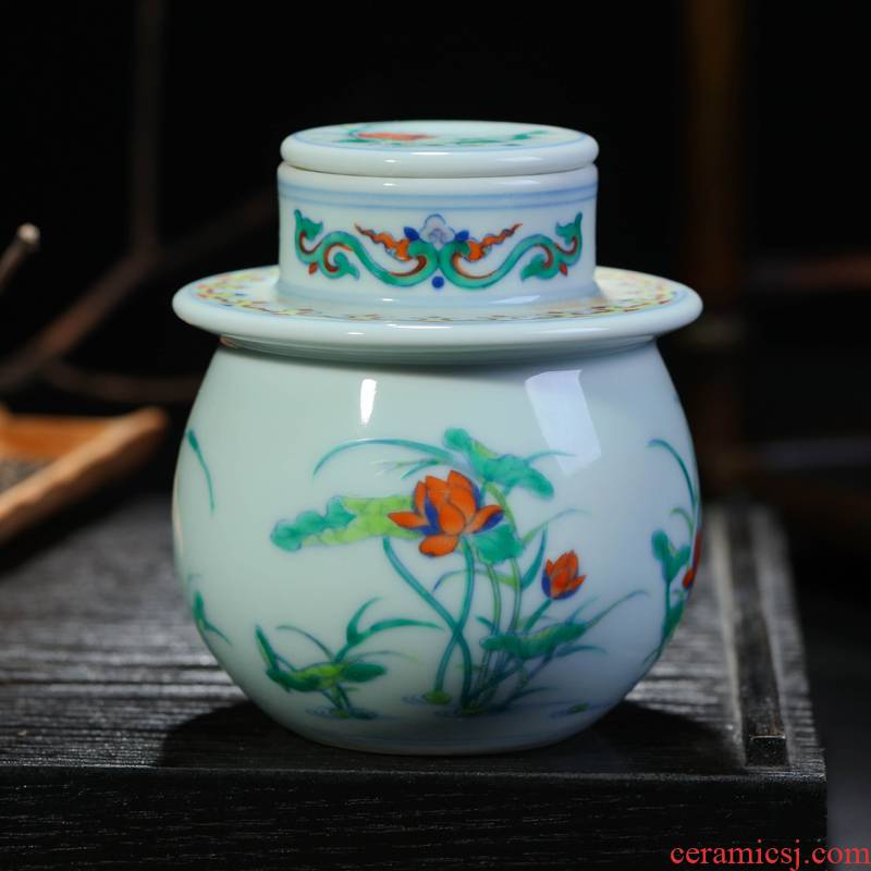 Offered home - cooked hand - made of blue and white porcelain in jingdezhen porcelain tea caddy fixings storehouse tea service manual ceramic tea storage jar