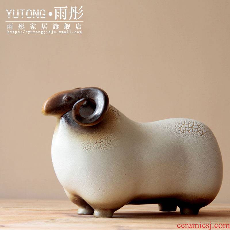 The rain tong home | jingdezhen ceramics up clay porcelain its creative home furnishing articles of Chinese zodiac sheep sitting room adornment