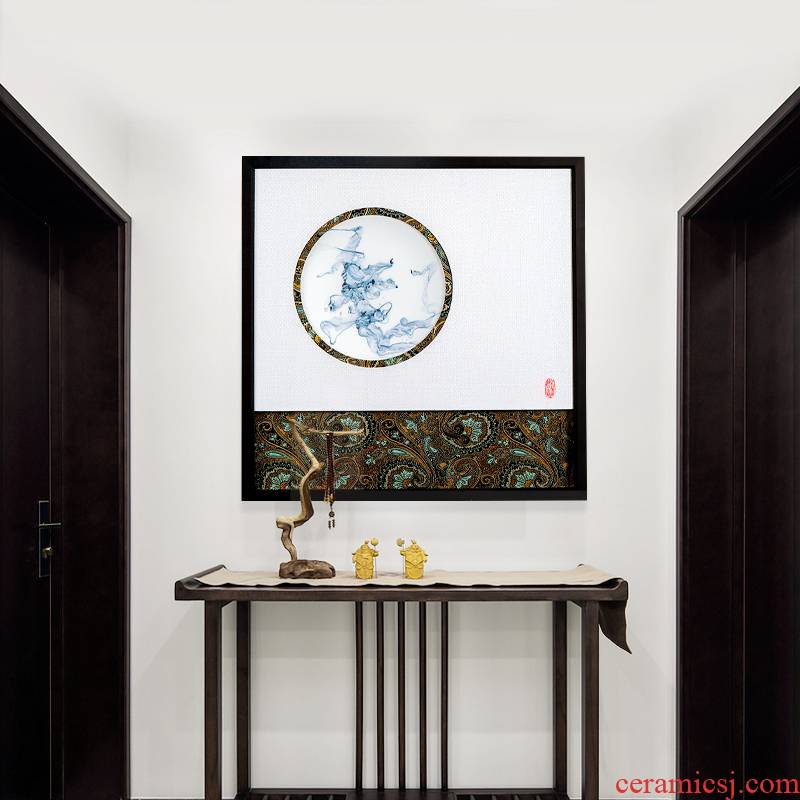 Jingdezhen ceramic painting pure hand draw new Chinese style household porcelain plate with box painter in the sitting room porch decoration paintings