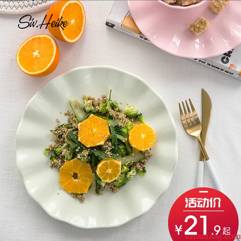 Household express picking color Japanese European ins 0 plate tableware the large ceramic dish food dish plates