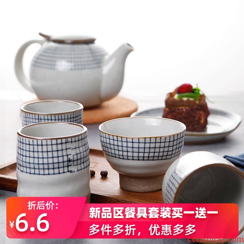 Three - point line series cover cup Japanese ceramic restoring ancient ways with cover glass ceramic tea tea cup home