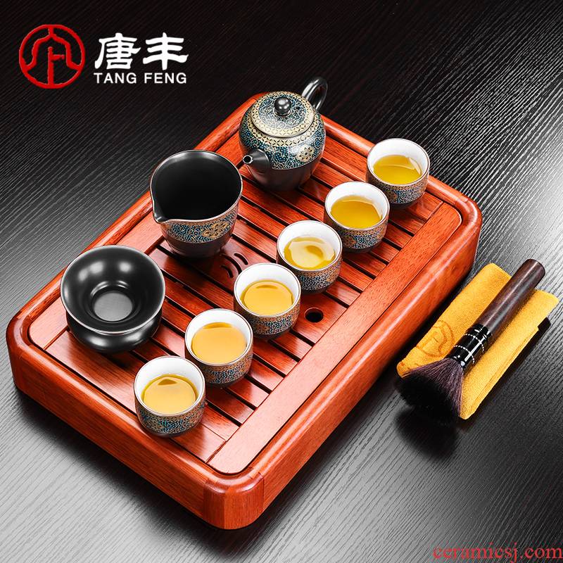 Tang Feng hua limu tea set of small solid wood tea tray household ceramics kung fu tea tea ship, contracted tray
