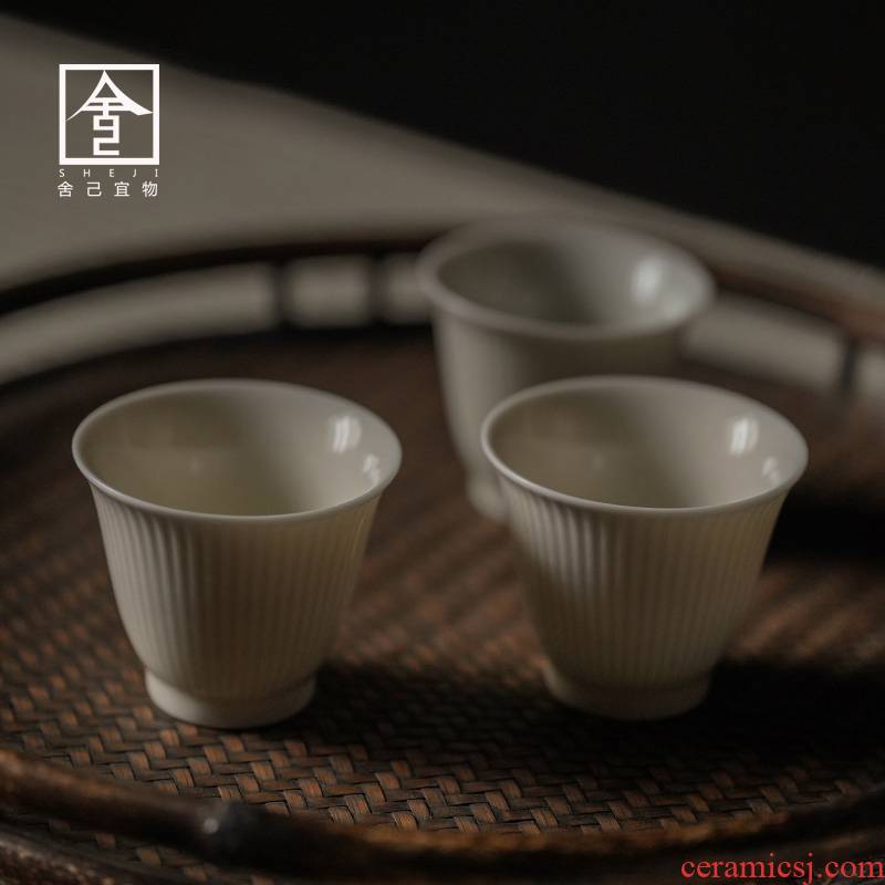 Plant ash stripe sample tea cup jingdezhen checking ceramic cups kung fu tea cups, small single CPU kunfu tea cups