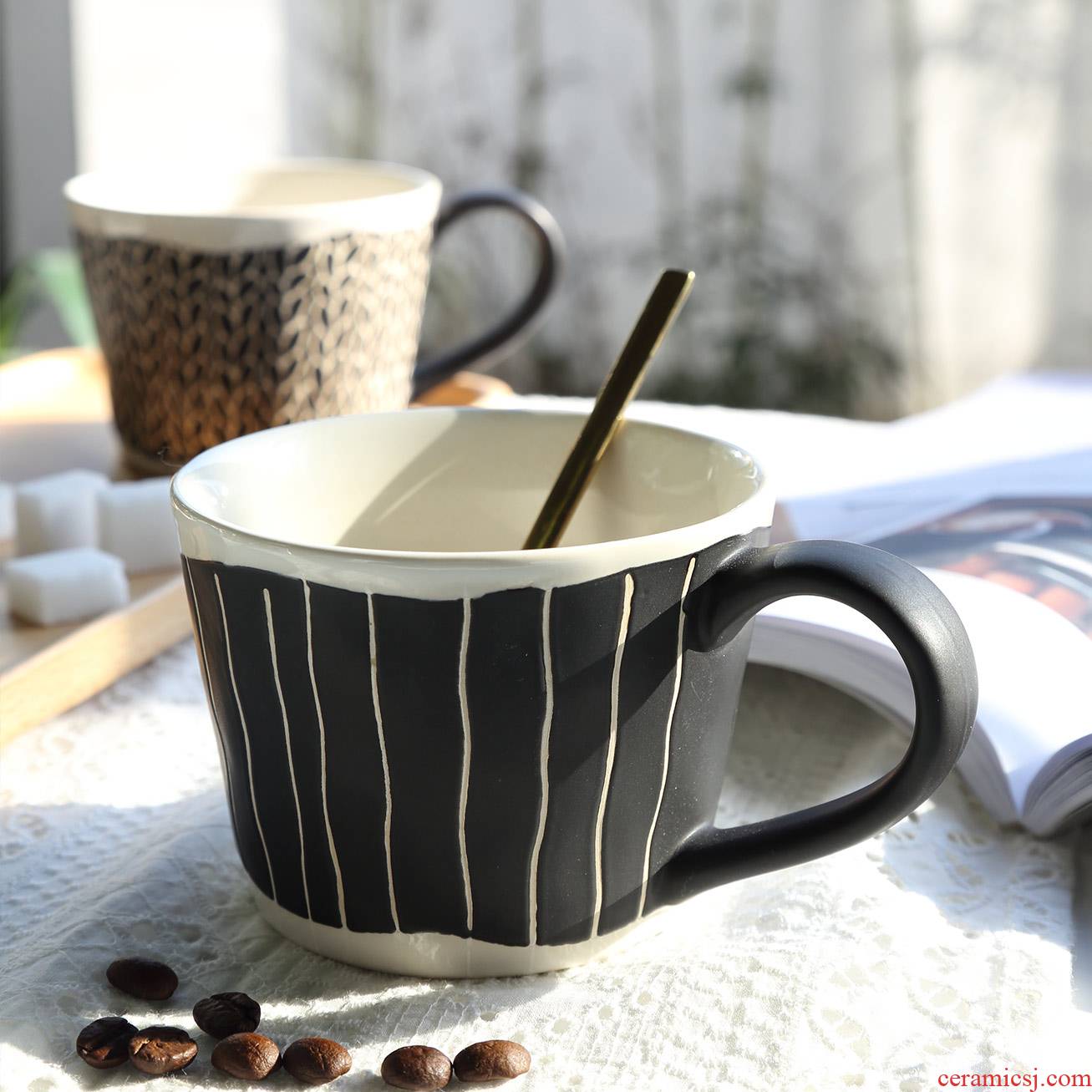 Ceramic cup Europe type under the glaze color glass creative household keller cup milk cup grain coffee cup