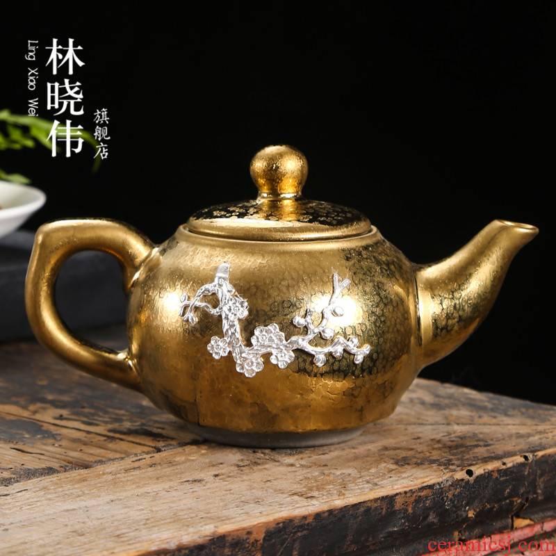 Silver up built lamp that make tea kettle jianyang single pot of gold kunfu tea ceramic household creative Chinese style restoring ancient ways