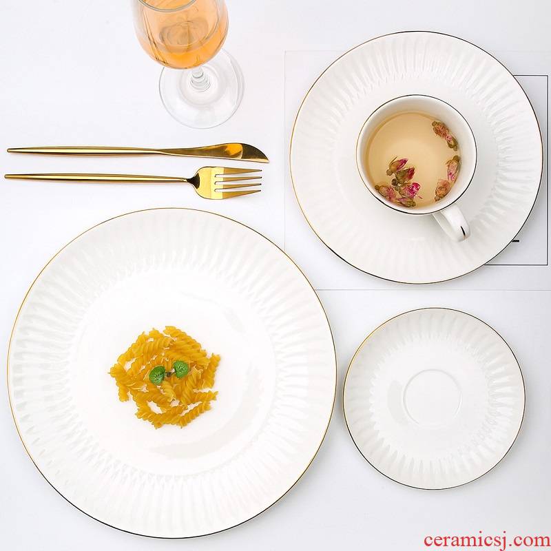 European ceramic up phnom penh creative one, the food plate white plate beefsteak disc household dessert plate folding fan