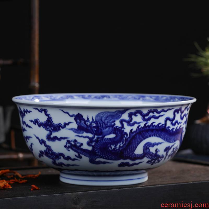 Offered home - cooked in jingdezhen blue and white porcelain bowls hand - made porcelain decoration checking ceramic bowl large bowl furnishing articles 10 inch rainbow such use