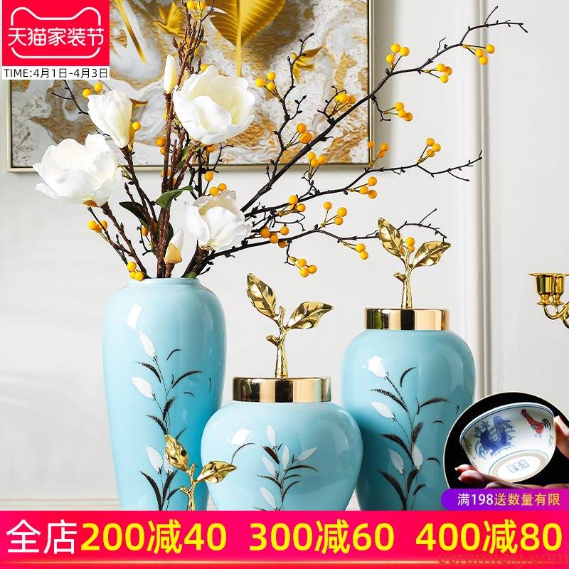 Jingdezhen ceramics simulation flower flower arranging flower bottle furnishing articles, the sitting room porch ark is contracted and I household adornment