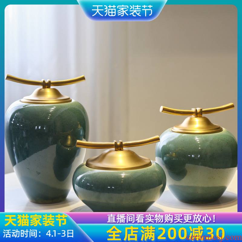 Jingdezhen new Chinese style to decorate place hotel example room living room TV cabinet mesa porch vases, flower decoration