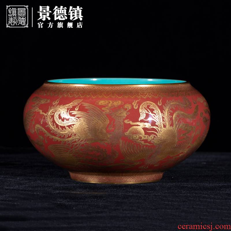 Jingdezhen flagship store ceramic hand - made paint phoenix heart tea to wash all four zero PeiJian writing brush washer from tea water