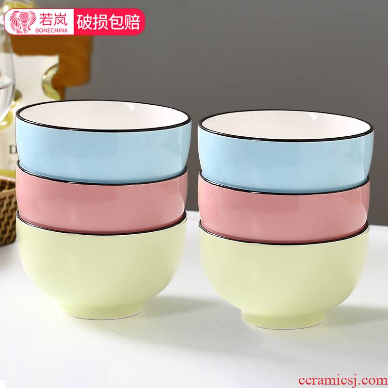 Ceramic color rice bowls home 10 sets web celebrity beautiful bowls ins Nordic under glaze color for the job
