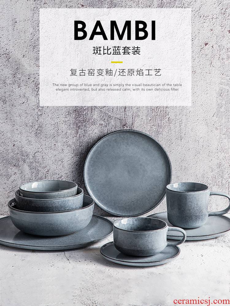 Tableware suit household portfolio Nordic web celebrity ins dishes dishes modern ceramic bowl for dinner with the family