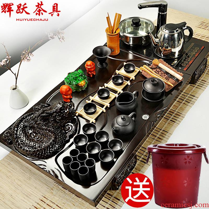 Hui, make tea sets suit to calving violet arenaceous kung fu tea set induction cooker solid wood tea tray of a complete set of tea sets