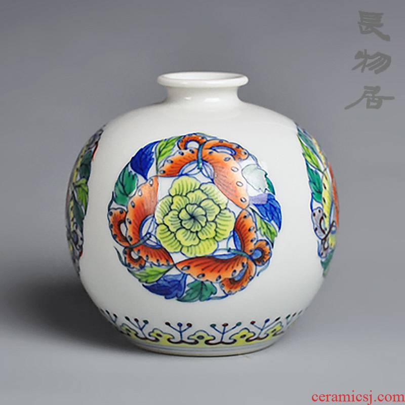 Offered home - cooked hand - made dou CaiTuan pomegranate flowers and small bottle in jingdezhen ceramic antique vases, flower is placed by hand