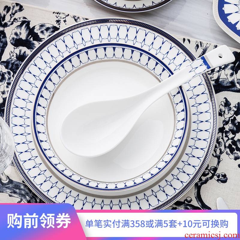 Ronda about ipads porcelain tableware European ceramic spoon of rice spoon JianGe household small spoon, long - handled spoon, spoon
