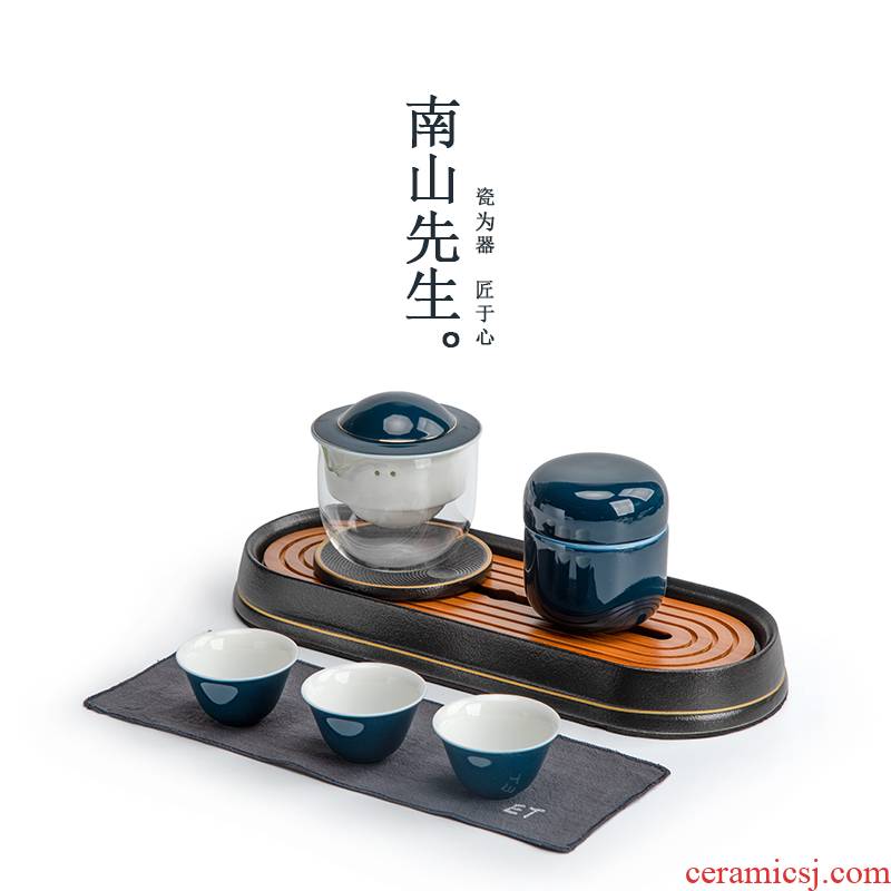 Mr Nan shan ET creative kung fu tea set suit household ceramics Japanese sea water type tea tray tea caddy fixings