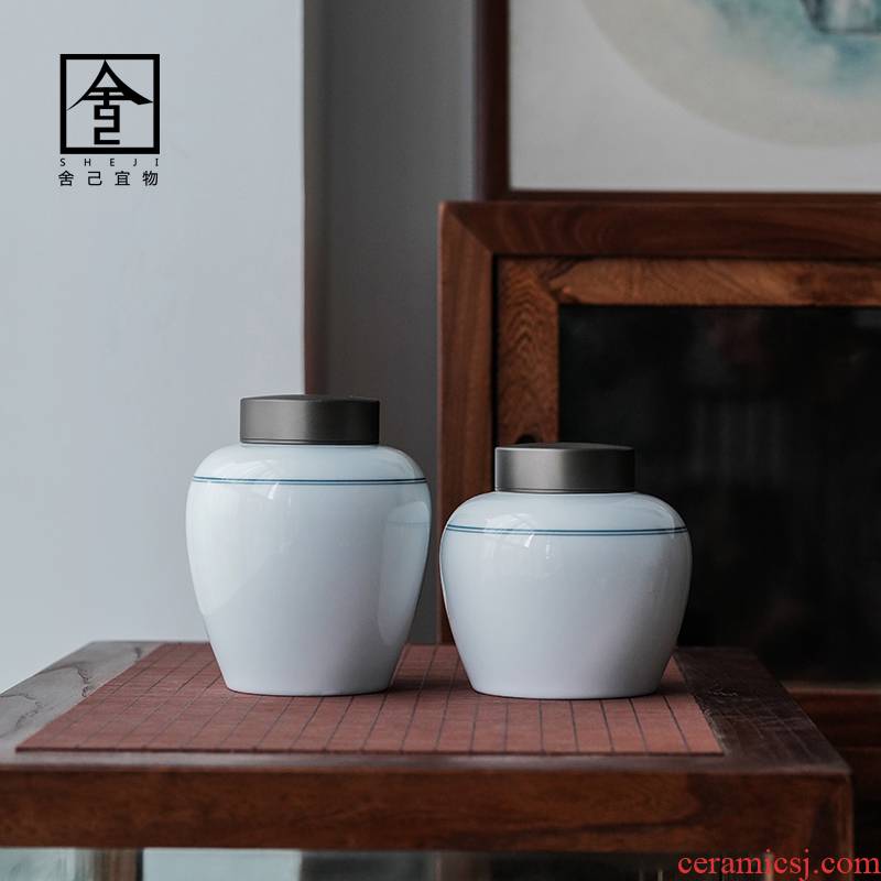 Japanese tin lid caddy fixings seal pot home small restore ancient ways small POTS ceramic tin tea storage tanks
