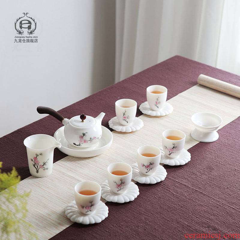 DH jingdezhen kung fu tea set suit household contracted and I tea of a complete set of ceramic tea cups teapot