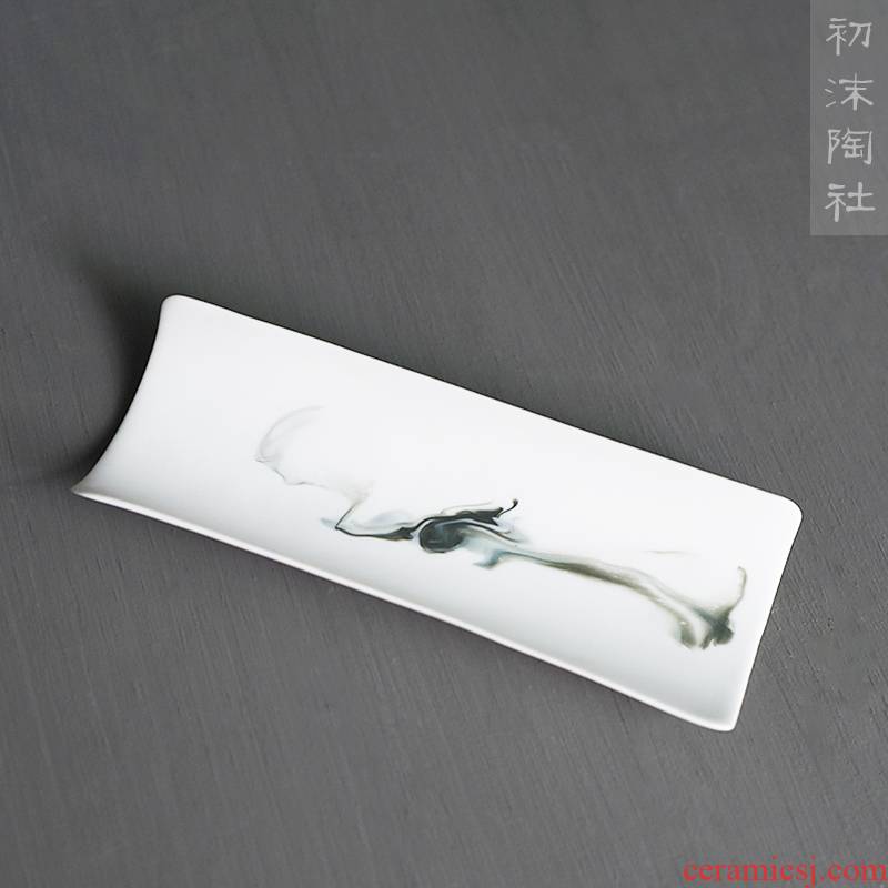 Poly real the original manual white porcelain of jingdezhen ceramic tea scene is ink tea holder, spare parts for the tea taking