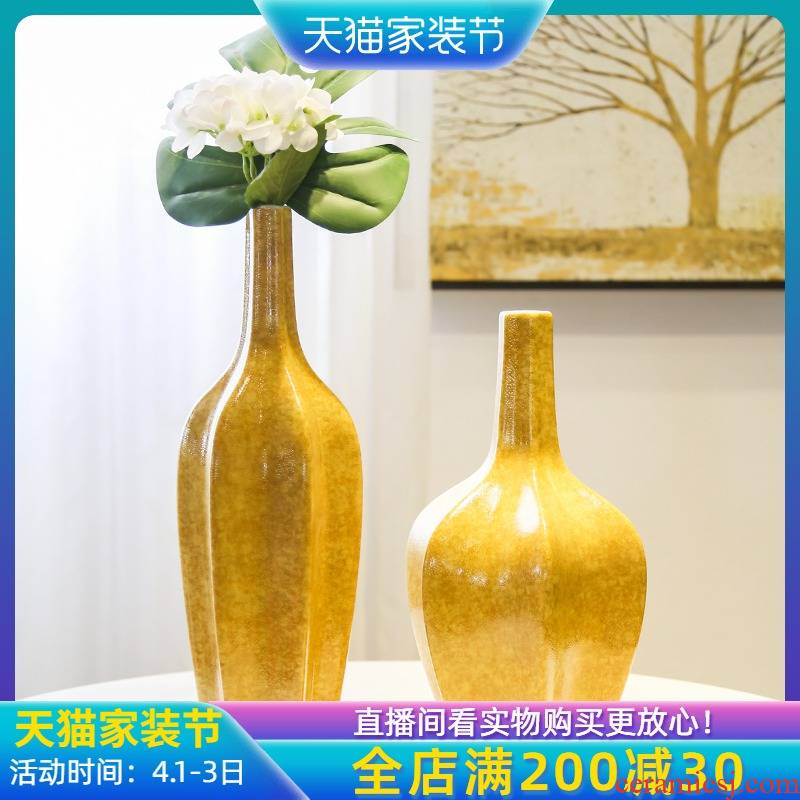 Jingdezhen ceramic new Chinese style mesa small expressions using vase simulation flower art flower arranging furnishing articles porch is decorated living room table