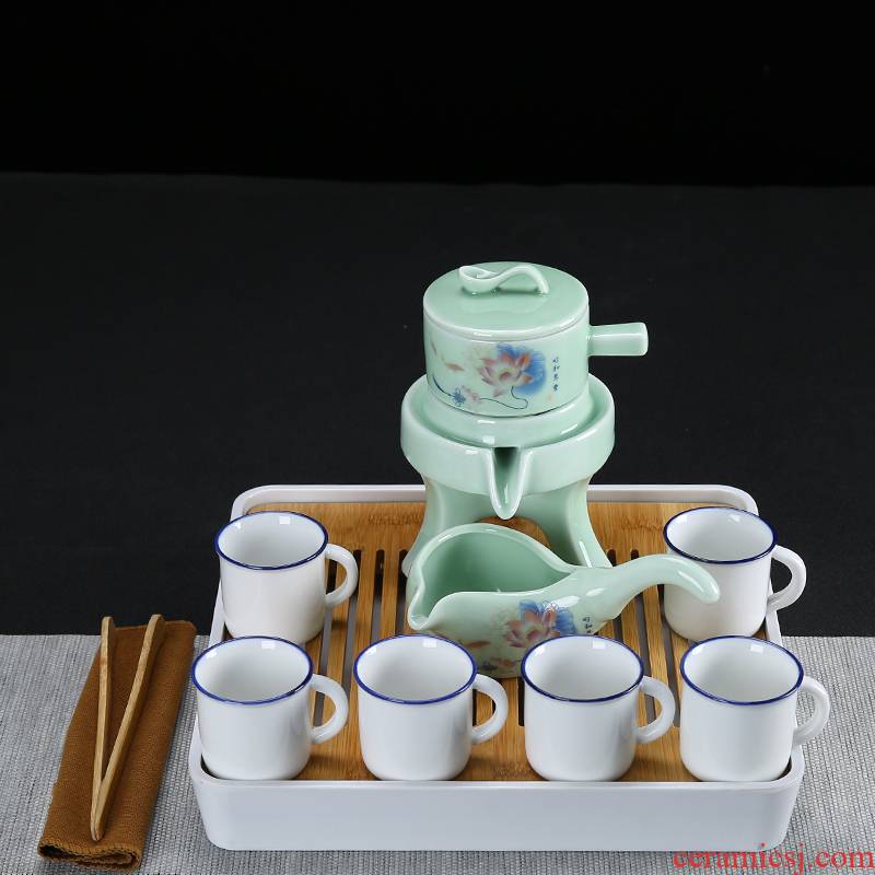 Lazy people fit tea set teapot kung fu tea cups household celadon fortunes semi - automatic tea of a complete set of