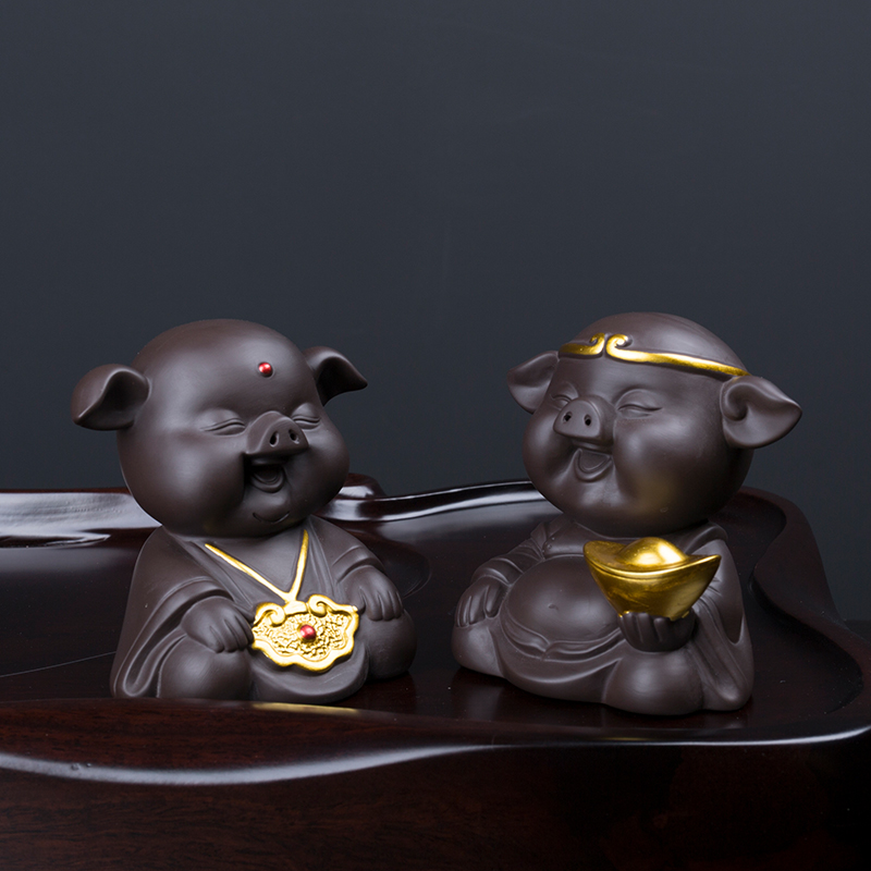 Purple sand tea set the best tea pet furnishing articles by hand can be 2 support a family of tea play plutus wing pig tea tea tea tray