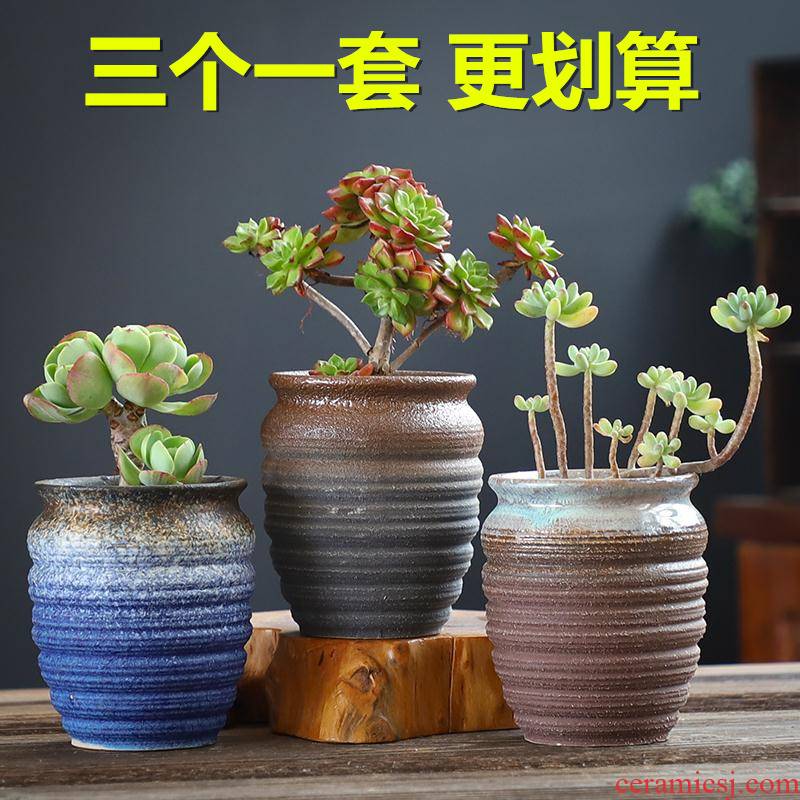 The Fleshy flower pot large old running the special offer a clearance of creative move of large diameter coarse pottery breathable ceramic flesh POTS of the plants