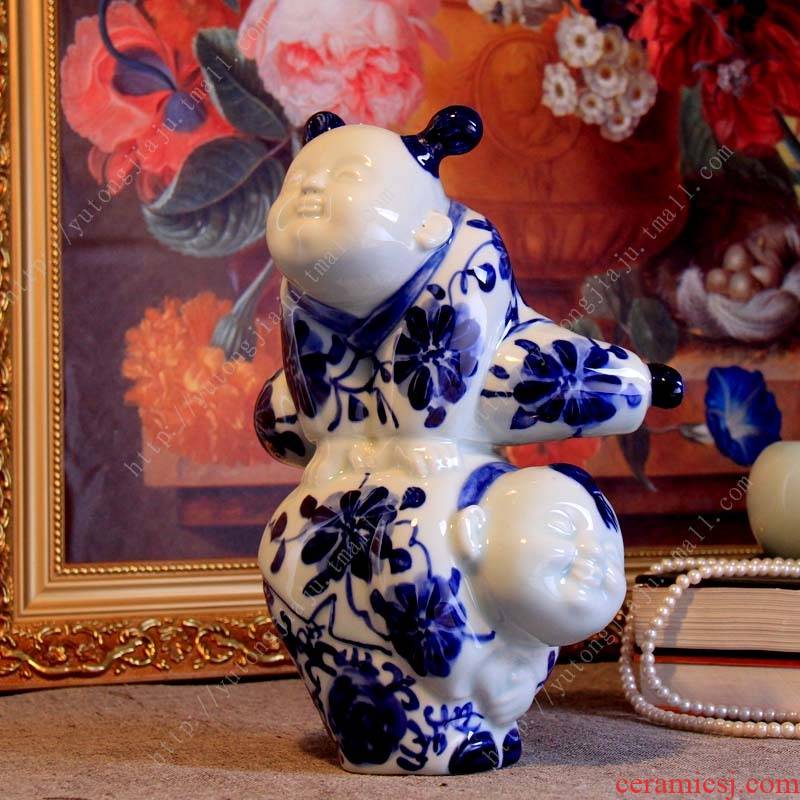 The rain tong home | jingdezhen ceramics craft its - {} vault furnishing articles childhood memories of blue and white porcelain doll