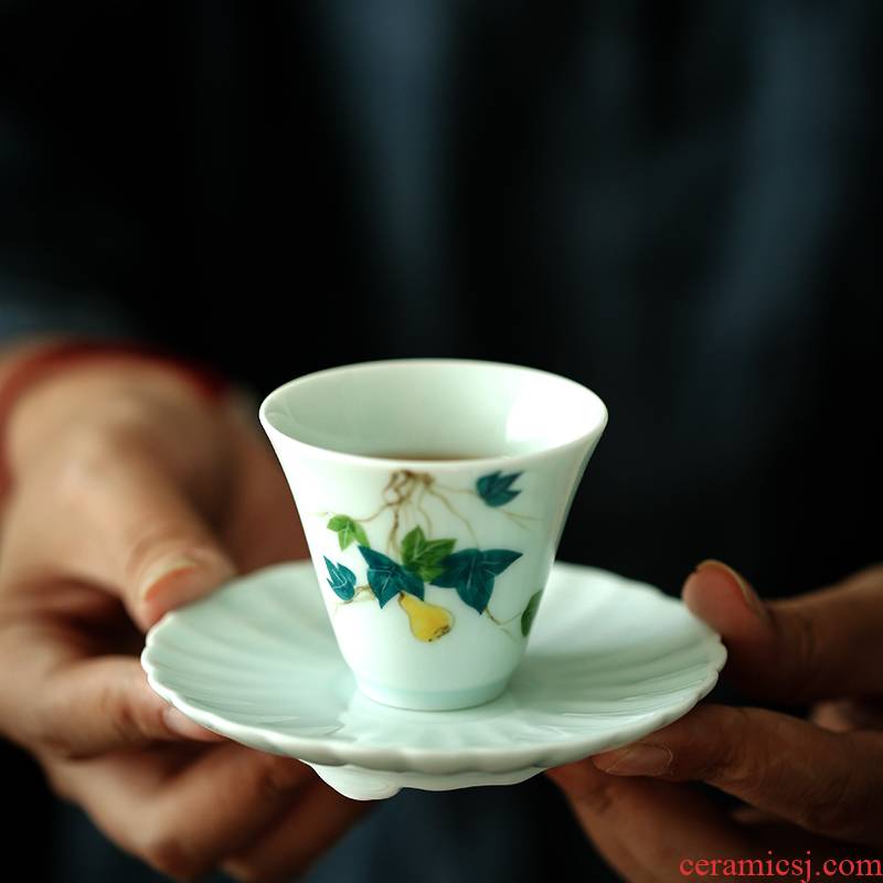 ShangYan white porcelain teacup pad glass ceramic kung fu tea taking with zero heat insulation cup mat mat saucer tea round