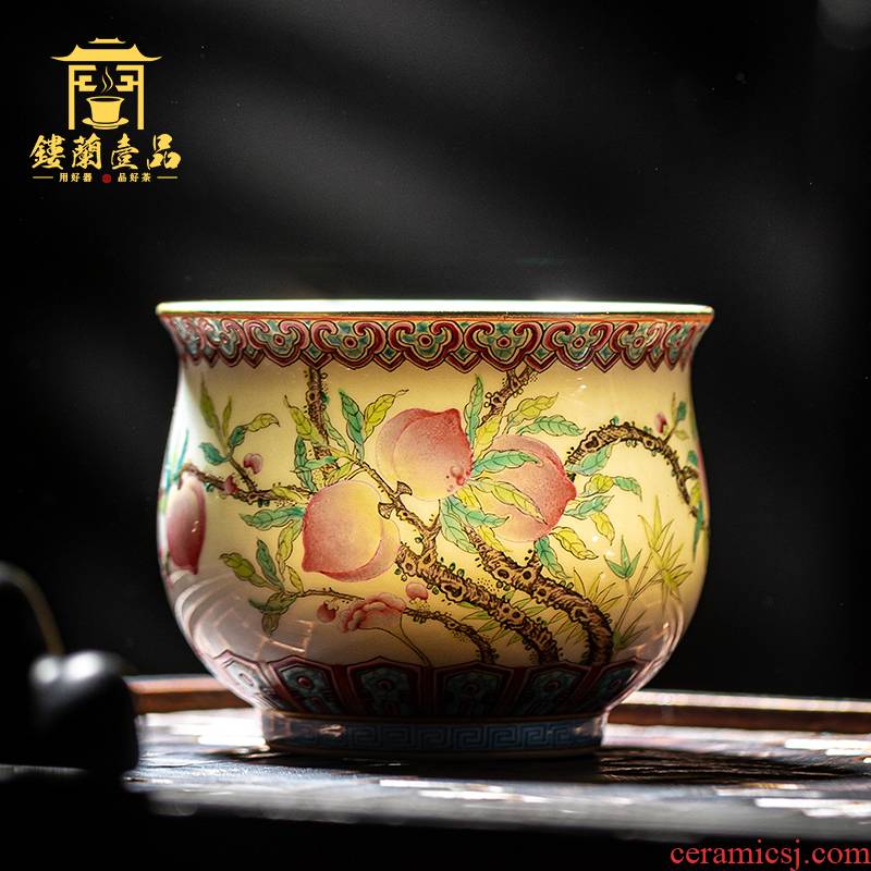 Jingdezhen ceramics all hand pastel live live peach master cup hand - made kunfu tea tea cup single CPU