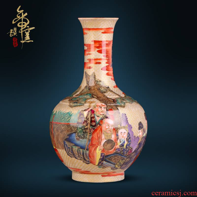 Jingdezhen ceramics imitation the qing qianlong hand - made wire inlay the eight immortals enamel vase of Chinese style living room porch place