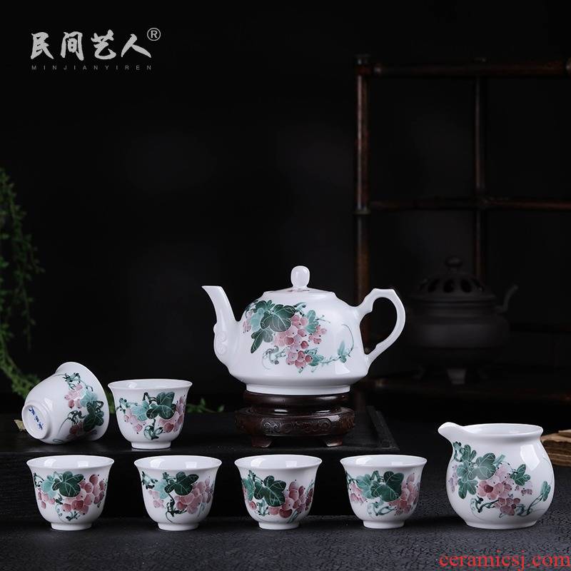 Jingdezhen ceramic hand - made tea sets domestic tea taking of a complete set of kung fu tea set 6 tea tea kettle