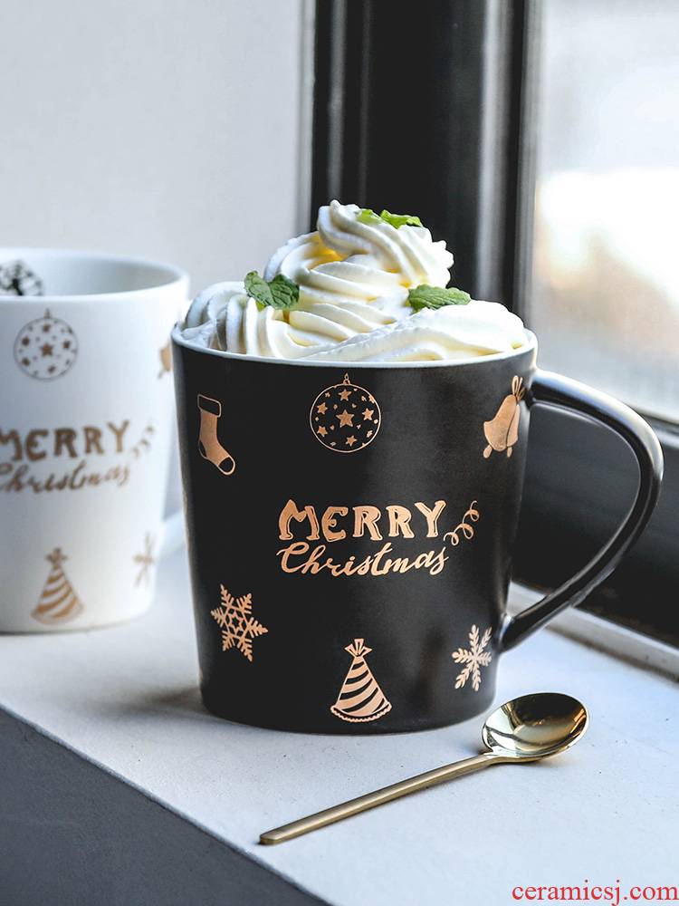 Christmas lovers mugs female creative Nordic ins beakers ultimately responds coffee cup cup of high - capacity ceramic cup