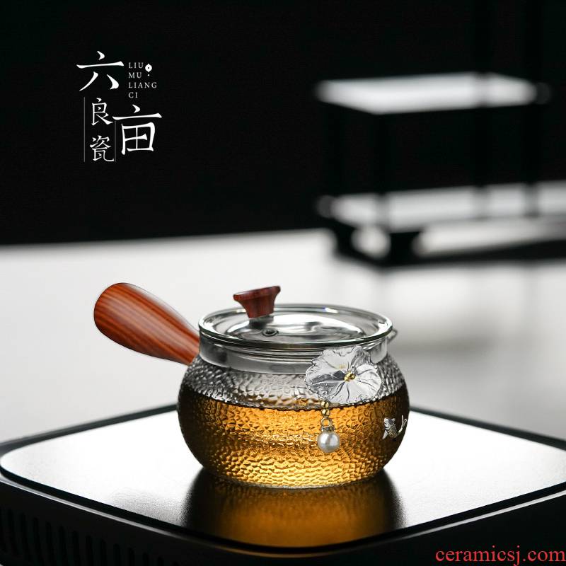 Glass solid wood side electric TaoLu the single pot boiling pot set high temperature resistant teapot tea filter tea set