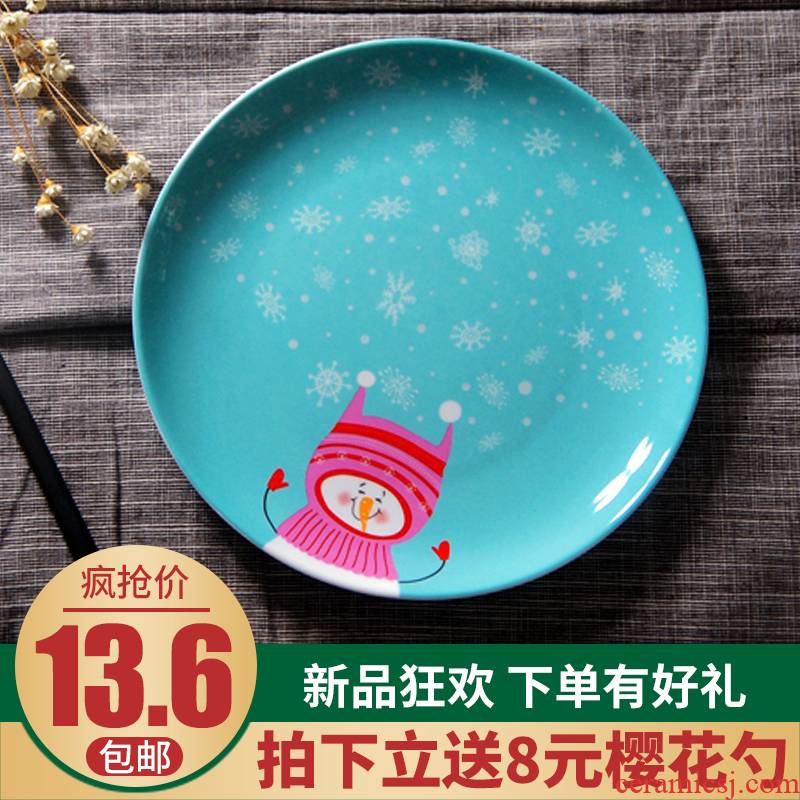 A Warm Christmas gift ipads China plates northern wind steak western food plate 8 inches fruit salad plates