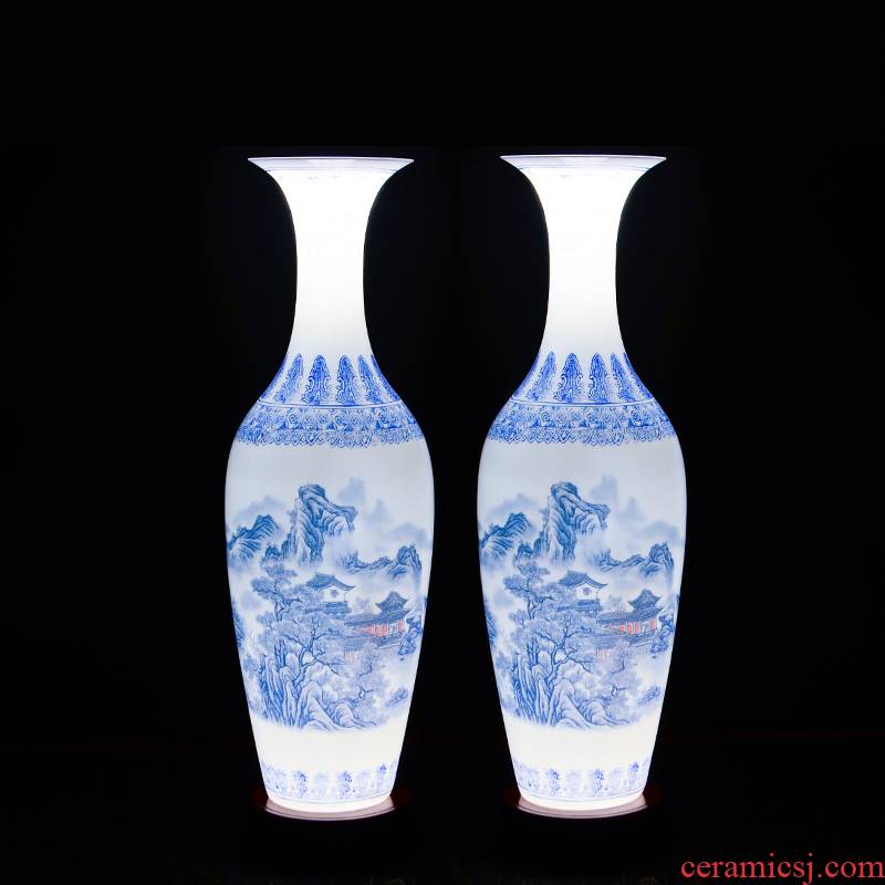 Jingdezhen ceramics thin foetus Chinese classical landscape painting of the blue and white porcelain vase home sitting room adornment is placed