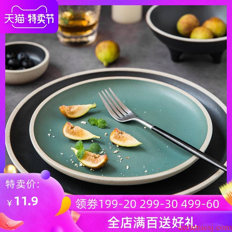 Lototo Japanese ceramics tableware domestic large flat dish plates single triangle snack bowl dishes