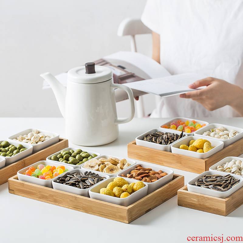 Japanese snack plate ceramic dry fruit bowl dessert plate snack plate melon seeds candy flavor small plate disc nut plate