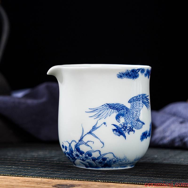 Jingdezhen ceramic hand - made all hand blue mirs well fair keller cup kung fu tea tea set points