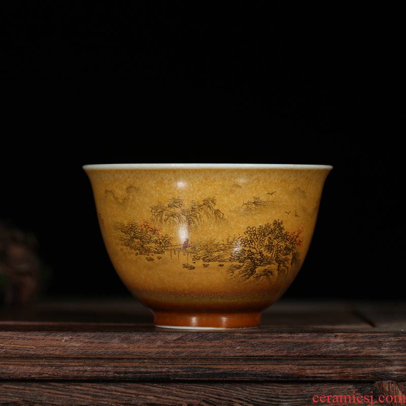 Offered home - cooked ceramic cups in hand - made tea tea ware jingdezhen porcelain bowl of pure manual handless small sample tea cup water