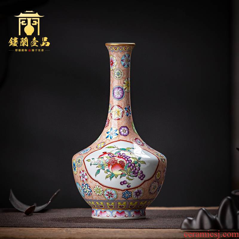 Jingdezhen ceramic all hand colored enamel ball flower tea tea pet bottles household floret bottle decoration bottle furnishing articles