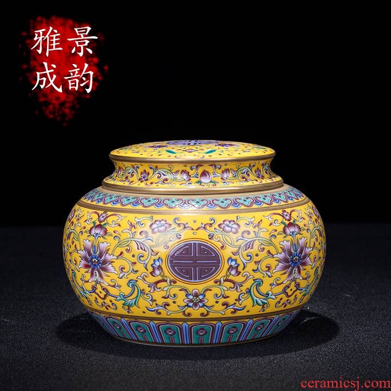 Jingdezhen porcelain enamel see colour of new Chinese style tea as cans accessories furnishing articles snacks sitting room tea table storage tank