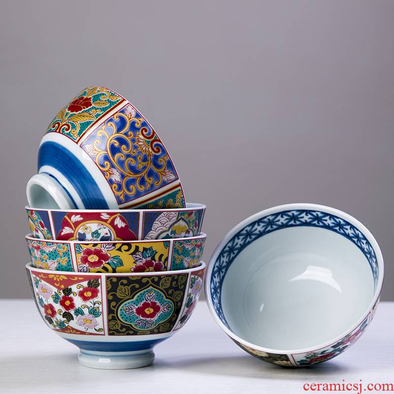 Japanese rice bowls home eat rice bowl in Japanese ancient Ivan tableware creative ltd. ceramic bowl tall bowl