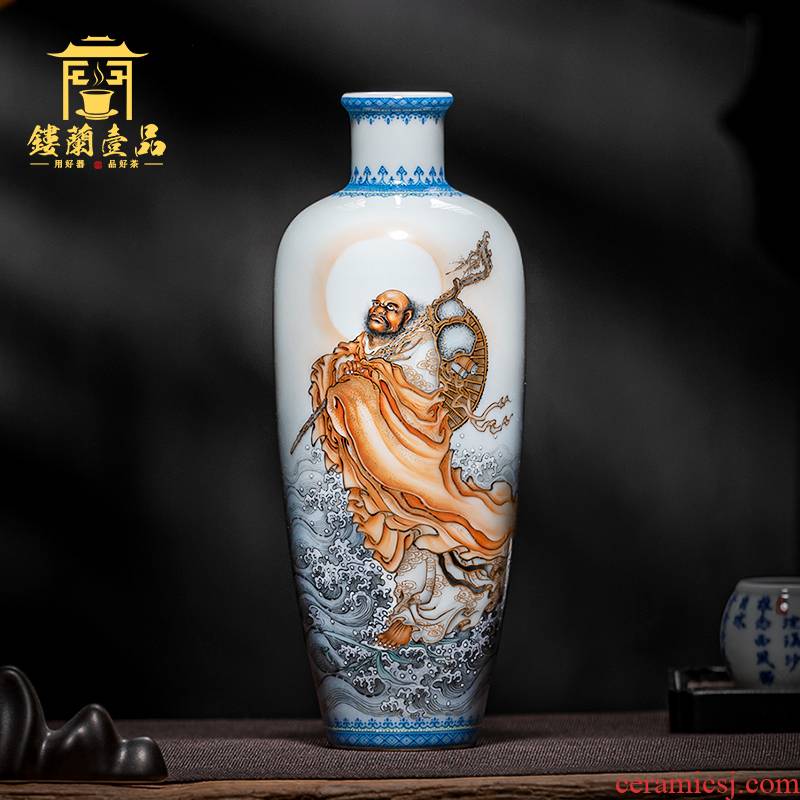 Jingdezhen ceramic hand - made boutique dharma river - crossing honour person flower arranging dried flower vase home decor collection furnishing articles